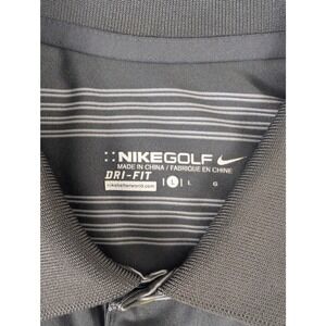 Nike Dri-Fit Gray White Stripe Men's Performance Golf Polo Shirt Size Large